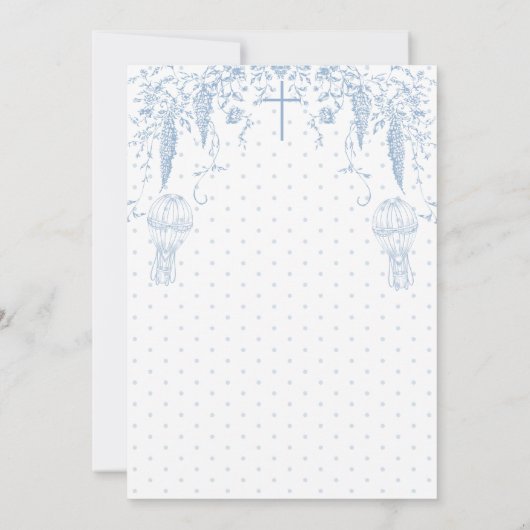 Alle Blauwe Toile Jongen Doop Elegant Digitaal Kaart (Achterkant)