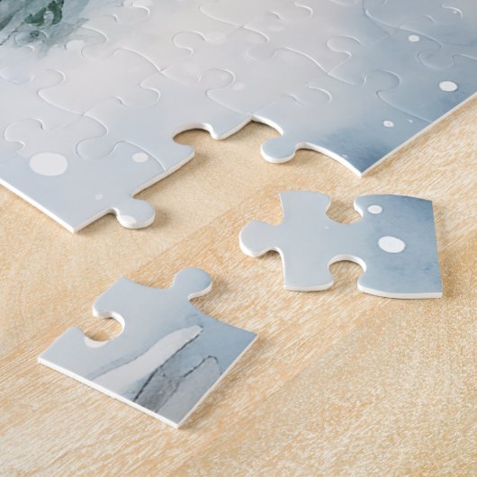 Alle Blauwe Winter Scene Oude Cabin Nostalgic Legpuzzel (Zijkant)