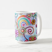 Alle bloemen, harten en regenbogen koffiemok (Voorkant rechts)