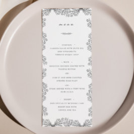 Alle bloemige zwart-wit huwelijksdiner menu