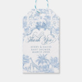 Alle Blue Toile Safari Animal Baby Shower Cadeaulabel (Voorkant)