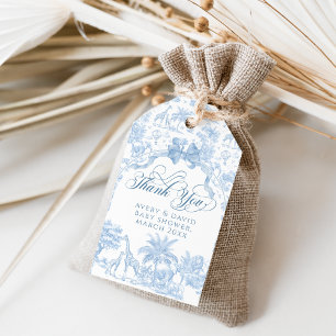 Alle Blue Toile Safari Animal Baby Shower Cadeaulabel