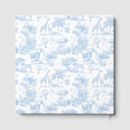 Alle Blue Toile Safari Animal Baby Shower Gastenboek (Achterkant)