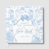 Alle Blue Toile Safari Animal Baby Shower Gastenboek (Voorkant)