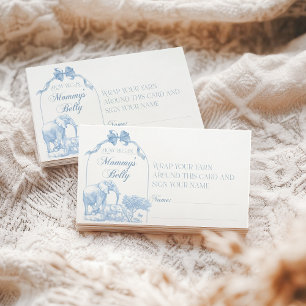 Alle Blue Toile Safari Animal Baby Shower Informatiekaartje