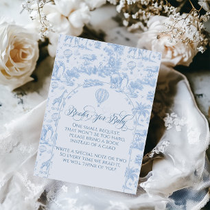 Alle Blue Toile Safari Animal Baby Shower Informatiekaartje