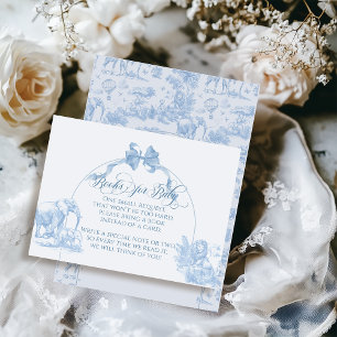 Alle Blue Toile Safari Animal Baby Shower Informatiekaartje