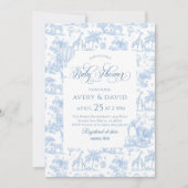 Alle Blue Toile Safari Animal Baby Shower Kaart (Voorkant)