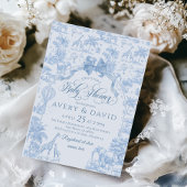 Alle Blue Toile Safari Animal Baby Shower Kaart