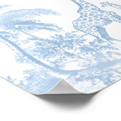 Alle Blue Toile Safari Animal Baby Shower Poster (Hoek)