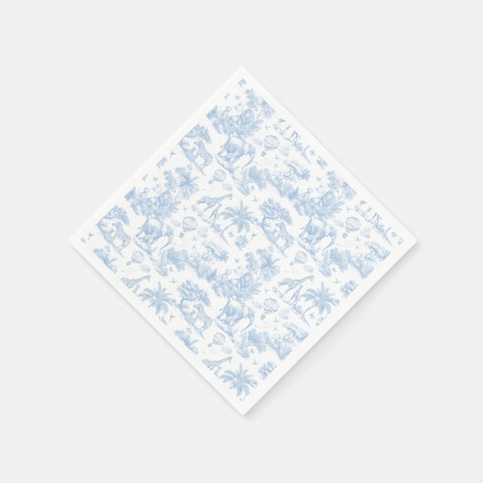 Alle Blue Toile Safari Animal Baby Shower Servet (Hoek)