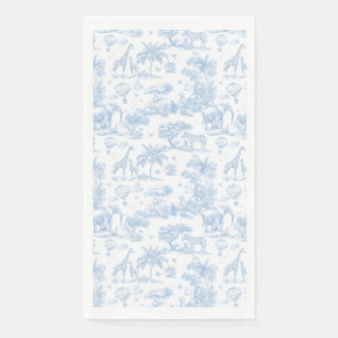 Alle Blue Toile Safari Animal Baby Shower Servet