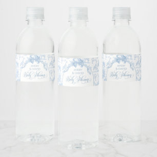 Alle Blue Toile Safari Animal Baby Shower Waterfles Etiket