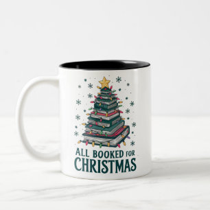 Alle boeken gereserveerd voor kerstcadeau voor bib tweekleurige koffiemok