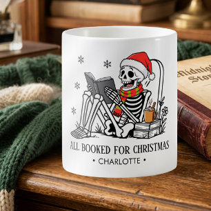 Alle Boeken Voor Kerst Grappige Lezende Skelet Koffiemok