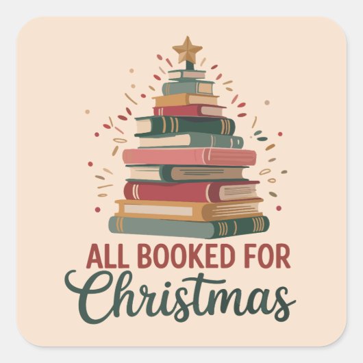 Alle boeken voor kerstboom kerstleraar vierkante sticker (Voorkant)