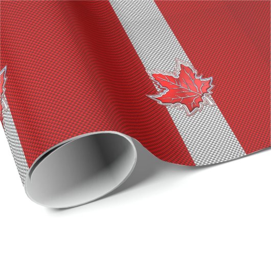 Alle Canadese rode maple Leaf op koolstofvezel afd Cadeaupapier (Rol Hoek)