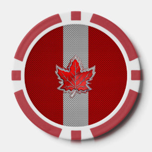 Alle Canadese rode maple Leaf op koolstofvezel afd Poker Chips