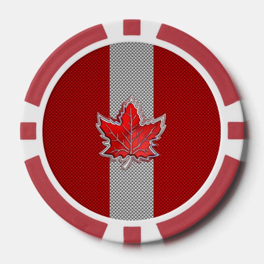 Alle Canadese rode maple Leaf op koolstofvezel afd Poker Chips (Voorkant)