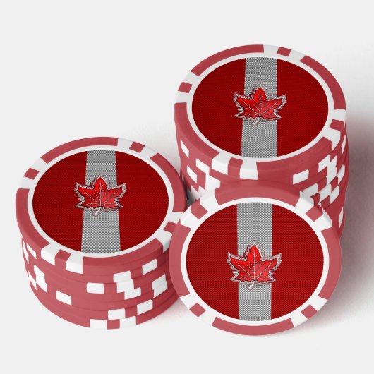 Alle Canadese rode maple Leaf op koolstofvezel afd Poker Chips (Opstapeling)