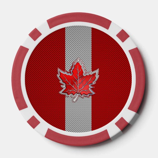 Alle Canadese rode maple Leaf op koolstofvezel afd Poker Chips (Achterkant)