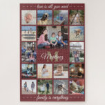 Alle citaatfamilies Foto Collage Burgundy Monogram Legpuzzel<br><div class="desc">Geniet van de eenvoudige grappen van het gezin met een unieke en leuke foto-collage puzzel. Als u de voorkeur geeft aan een achtergrond of tekst in andere kleuren dan de bruine, de gouden en de witte kleur, zie hieronder de instructies. (AFBEELDING PLACEMENT TIP: Een gemakkelijke manier om een foto precies...</div>