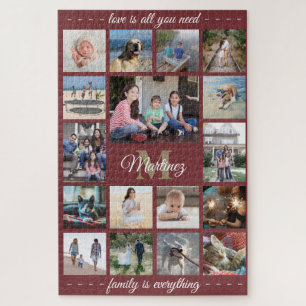 Alle citaatfamilies Foto Collage Burgundy Monogram Legpuzzel