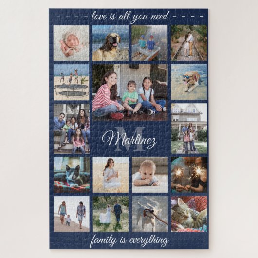 Alle citaatfamilies fotocollage marinemonogram bla legpuzzel (Verticaal)