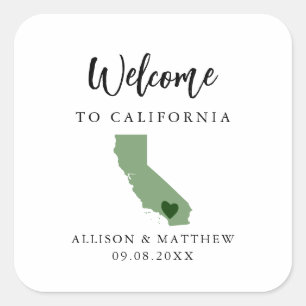 Alle Colour California WeduwWelkomsttas of boxen Vierkante Sticker