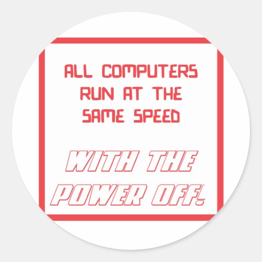 Alle computers werken op dezelfde snelheid ronde sticker (Voorkant)