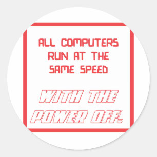 Alle computers werken op dezelfde snelheid ronde sticker