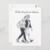 Alle coole meisjes zijn lesbische lijnkunst briefkaart (Voorkant / Achterkant)