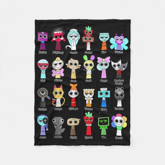 Alle Dandys World Toys Dandys World Characters Kin Fleece Deken (Voorkant)