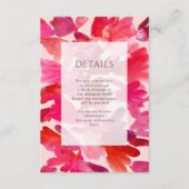 Alle details van de Liefde Waterverf Roze Rood Wed Informatiekaartje (Voorkant)
