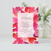 Alle details van de Liefde Waterverf Roze Rood Wed Informatiekaartje (Staand voorkant)