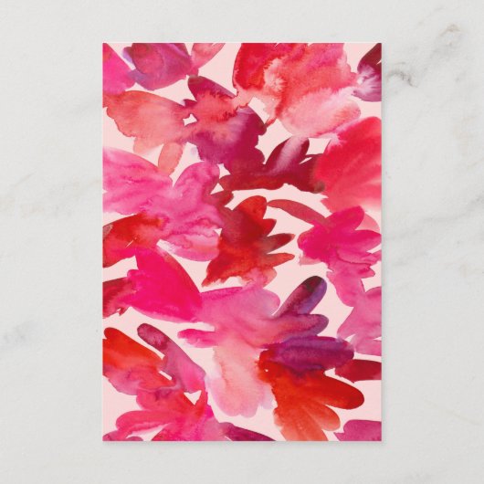 Alle details van de Liefde Waterverf Roze Rood Wed Informatiekaartje (Achterkant)