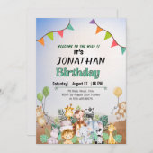 Alle dieren 1 jaar oud Cute safari Kaart (Voorkant / Achterkant)