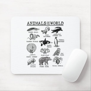Alle Dieren van de Wereld Vintage Grappig Dieren M Muismat