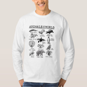 Alle Dieren van de Wereld Vintage Grappig Dieren M T-shirt