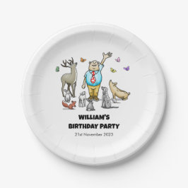 Alle dieren verjaardagsfeestje geven papieren bordje