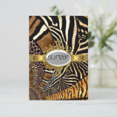 Alle dierlijke huid look verjaardagsfeestje RSVP (Staand voorkant)