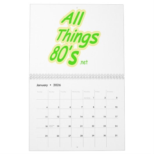 Alle dingen 80's Calandar Kalender (Jan 2026)