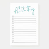 Alle dingen Blauwgroen met checkboxes en lijnen Post-it® Notes (Voorkant)