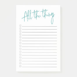 Alle dingen Blauwgroen met checkboxes en lijnen Post-it® Notes