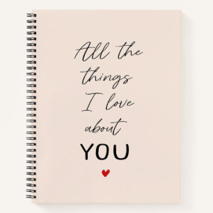 Alle dingen die ik leuk aan je vind Valentijnscade Notitieboek