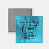 alle dingen door Christus blauwe daisy magneet (Voorkant / Achterkant)