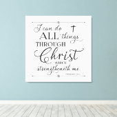 Alle dingen door Christus - Filippijnen 4:13 Canvas Afdruk (Insitu (Houten vloer))