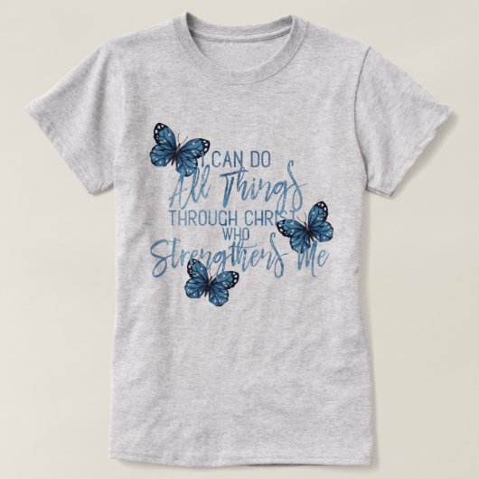 Alle dingen door het ontwerp van de blauwe vlinder t-shirt (Design voorkant)