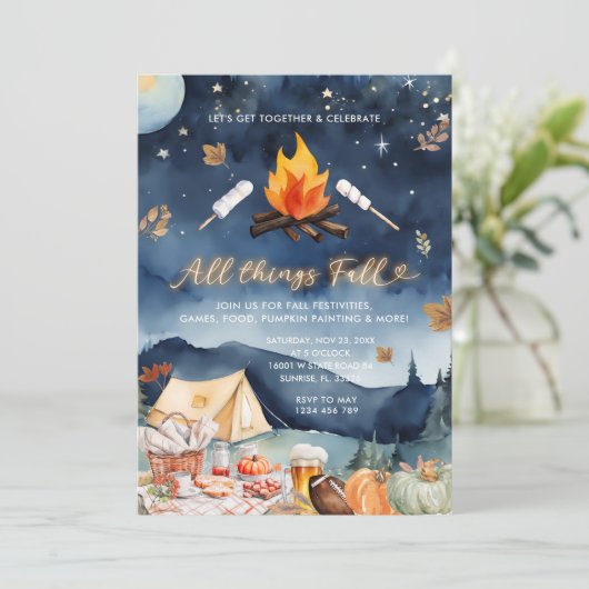 Alle dingen Herfst Viering Buurt Herfst Kaart (Staand voorkant)