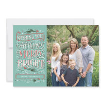 Alle dingen Merry en Bright kerstfotokaart